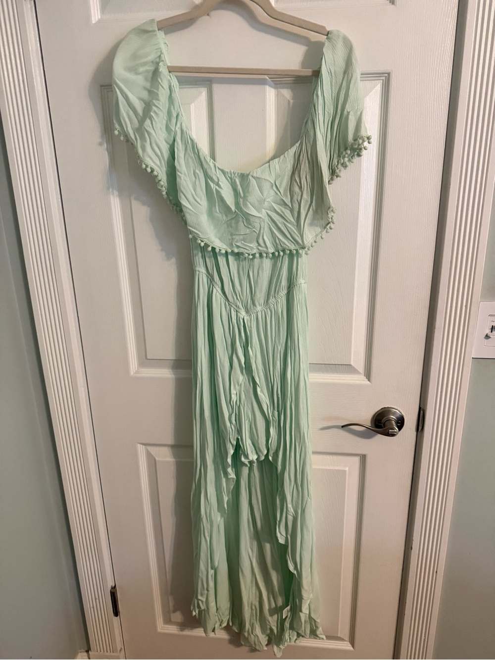 VENUS Mint Green Off the Shoulder Maxi Dress with built in Shorts